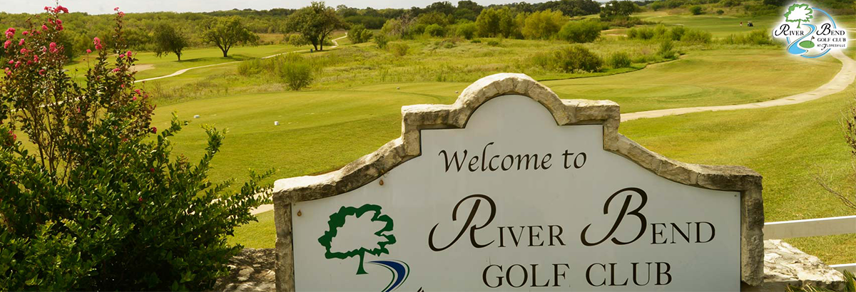 welcome sign on river bend golf course