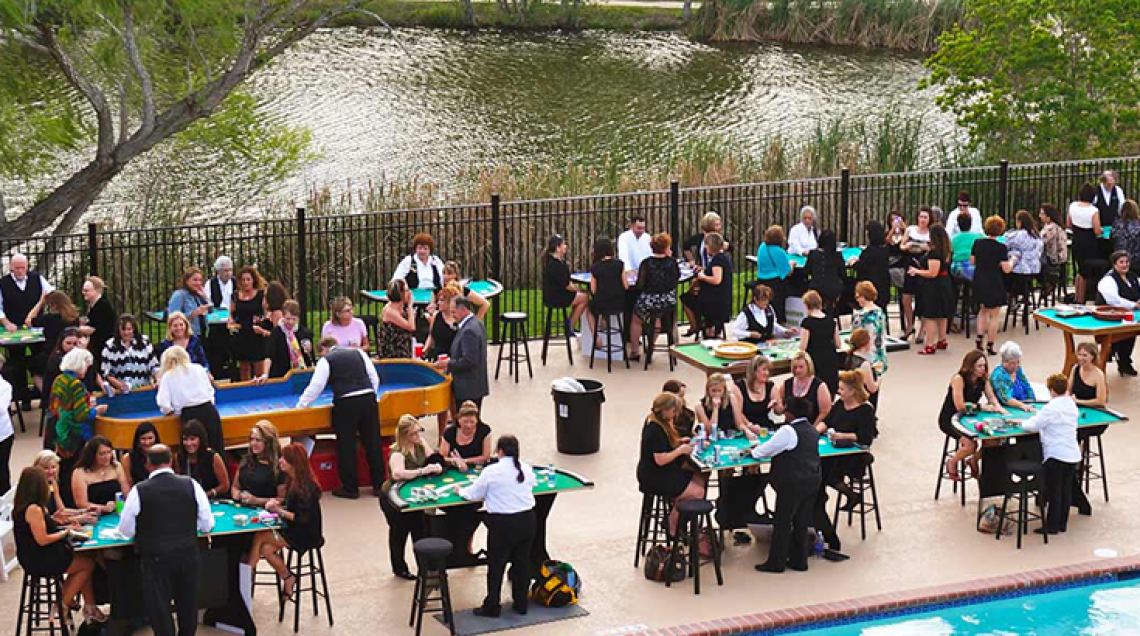outdoor event by pool and river